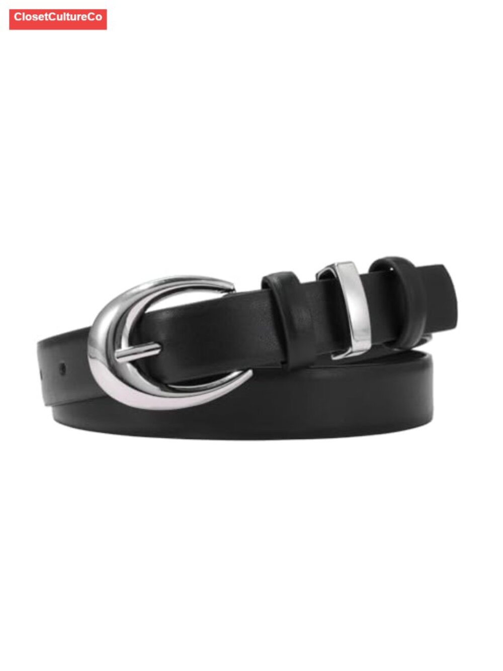 Cowhide Leather Belt with Gold Buckle for Women